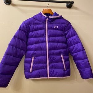 Under Armour puff coat with hood.